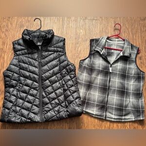 Big Chill Black Puffer & Plaid Sleeveless vest Womens XL 16 18